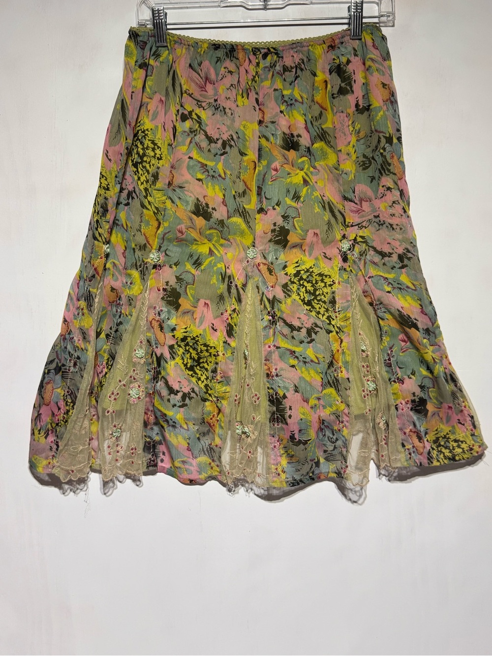Cimri Fairy Skirt with rhinestone and lace, pink & green